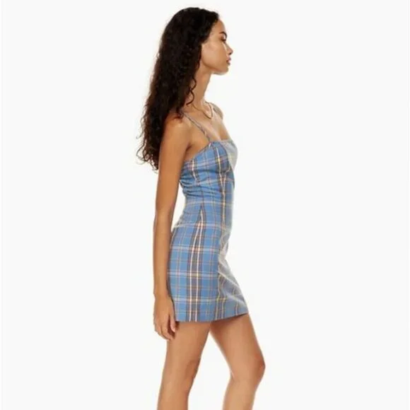 ARITZIA SUNDAY BEST Gerard Azurine Blue/White Plaid Dress NWT - Picture 5 of 16